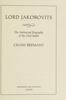 Lord Jakobovits The Authorized Biography of the Chief Rabbi cover image