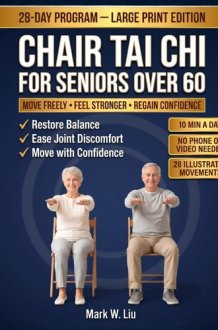 Chair Tai Chi for Seniors Over 60: Large Print 28-Day Seated Program to Restore Balance, Relieve Joint Pain, and Move with Confidence — 10-Minute ... Illustrations, No Phone or Video Needed cover image